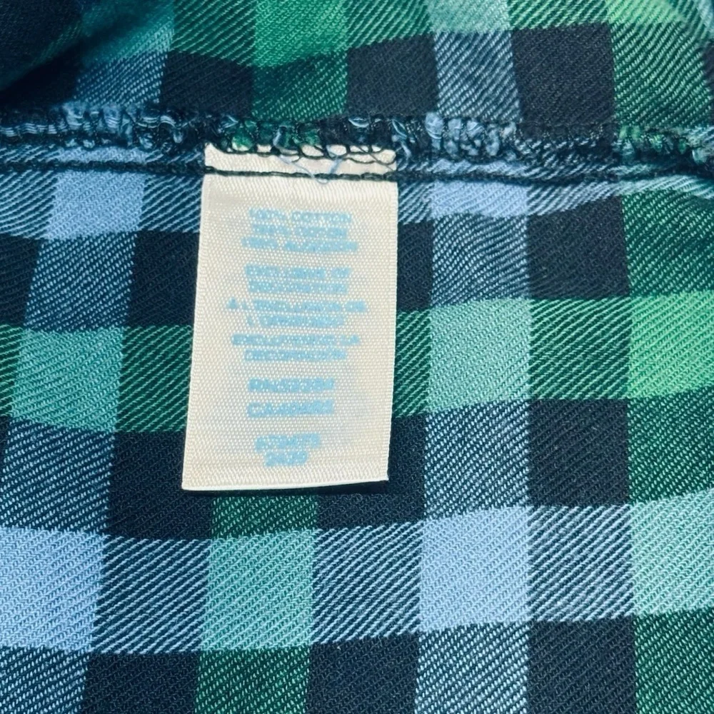 Cozy flannel button-up shirt from The Children’s Place, size 6–9 months.